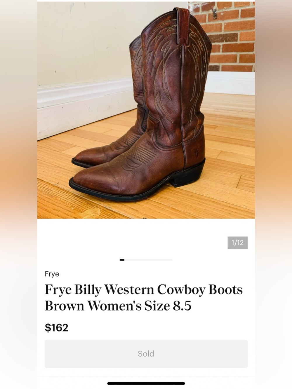 Vtg FRYE Billy Pull-On Deco Stitch Leather Western Cowboy Boots Women 7.5B Brown - Picture 14 of 15